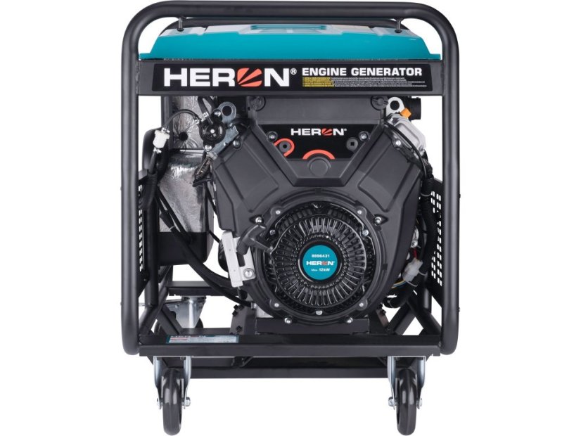 HERON 8896431 elektrocentrála benzínová 23,5HP/12kW/15kVA (400V), 12kW (230V), podvozek