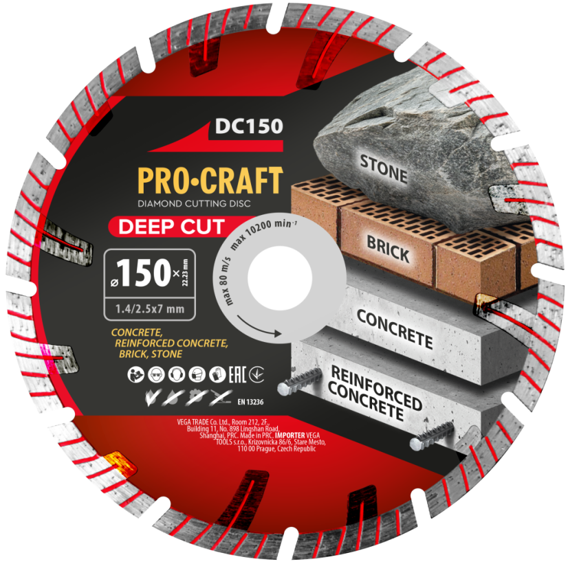 Procraft DC150 diamantový řezný kotouč Deep Cut železobeton 150mm Procraft DC150 diamantový řezný kotouč Deep Cut železobeton 150mm