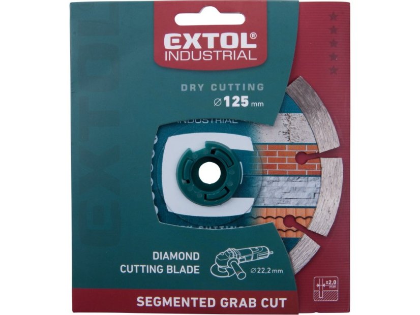 EXTOL INDUSTRIAL 8703032 kotouč diamantový řezný segmentový Grab Cut, suché řezání, O 125x22,2x2mm