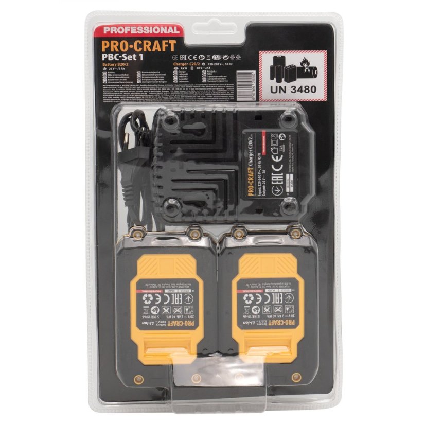 Procraft PBC-Set 1 aku sada baterií 20V 2x 2Ah + 1 nabíječka