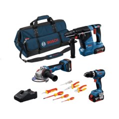 Bosch GSB 18V-65 + GWS 18V-11 + GBH 18V-24 C + VDE el. sada + 3x GBA 5.0Ah 0615A5007H