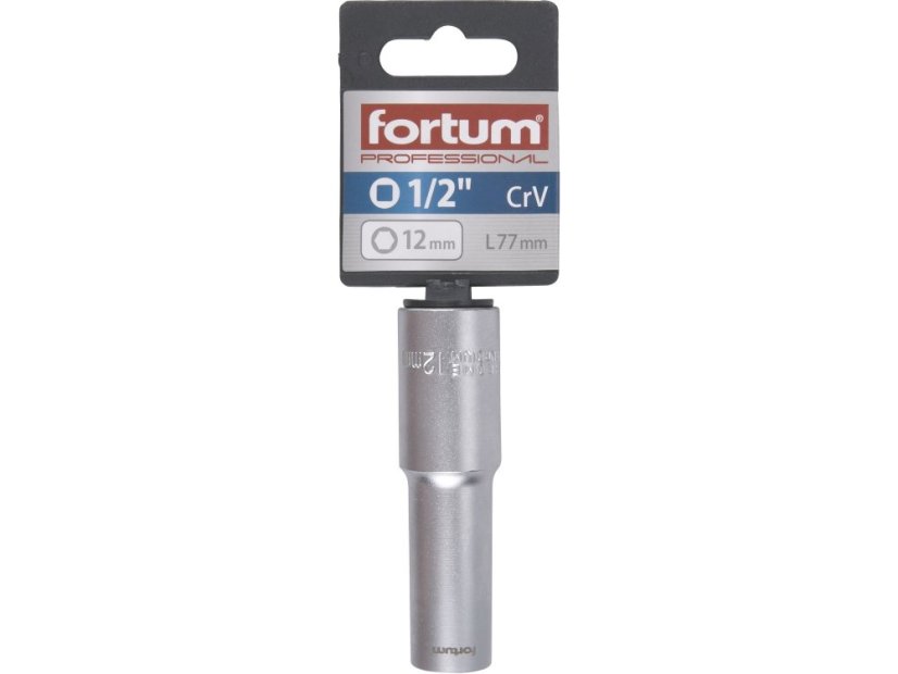 FORTUM 4700512 hlavice nástrčná prodloužená 1/2", 12mm, L 77mm