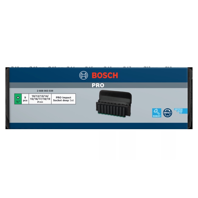 Bosch 9 dílná sada prodloužených hlavic 10-19mm Pro Impact 1/2" 2608003039