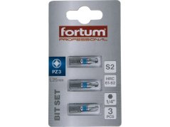 FORTUM 4741303 hrot křížový pozidriv, sada 3ks, PZ 3x25mm, S2