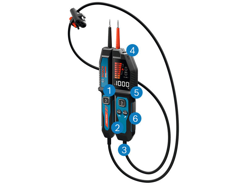 Tester napětí Bosch EXVT1000-17 s digitálním displejem.