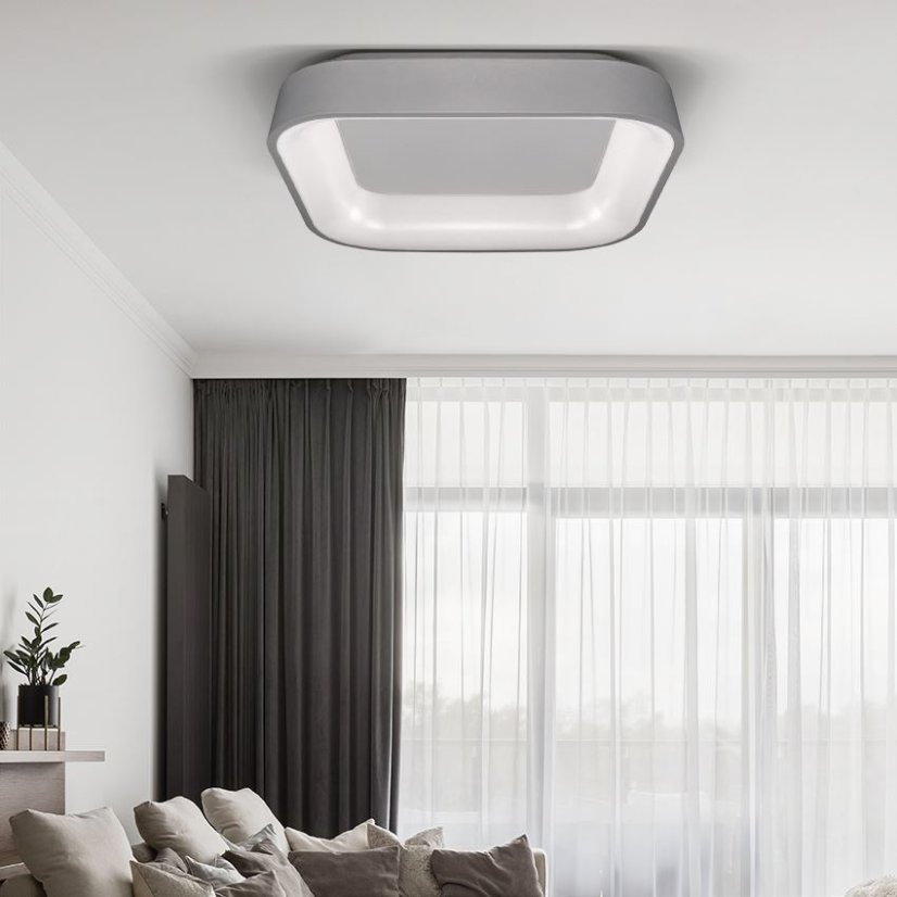 Solight WO769-G LED stropní světlo čtvercové Treviso, 48W, 2880lm, stmívatelné, dálkové ovládání, šedá