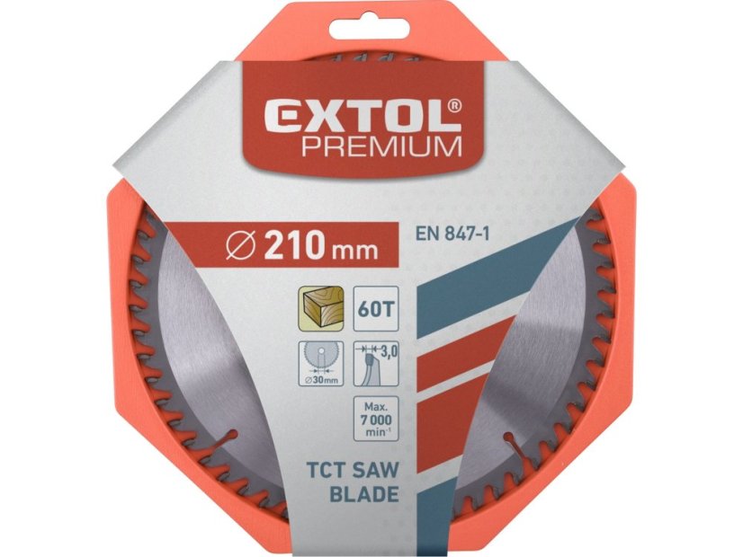 EXTOL PREMIUM 8803237 kotouč pilový s SK plátky, O 210x3,0x30mm, 60T