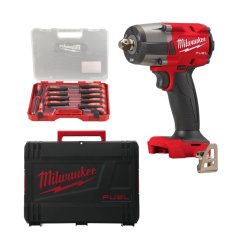 Milwaukee ELVINSET34 M18 FMTIW2P12-0X aku rázový utahovák 1/2" 745 Nm s aretačním čepem + 12 dílná sada šroubováků Tri-lobe bez aku 4933478452