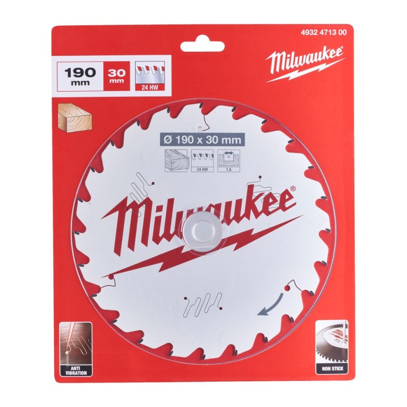 Milwaukee CSB P W 190 x 30 x 1,6 x 24ATB Kotouče pro okružní pily 4932471300