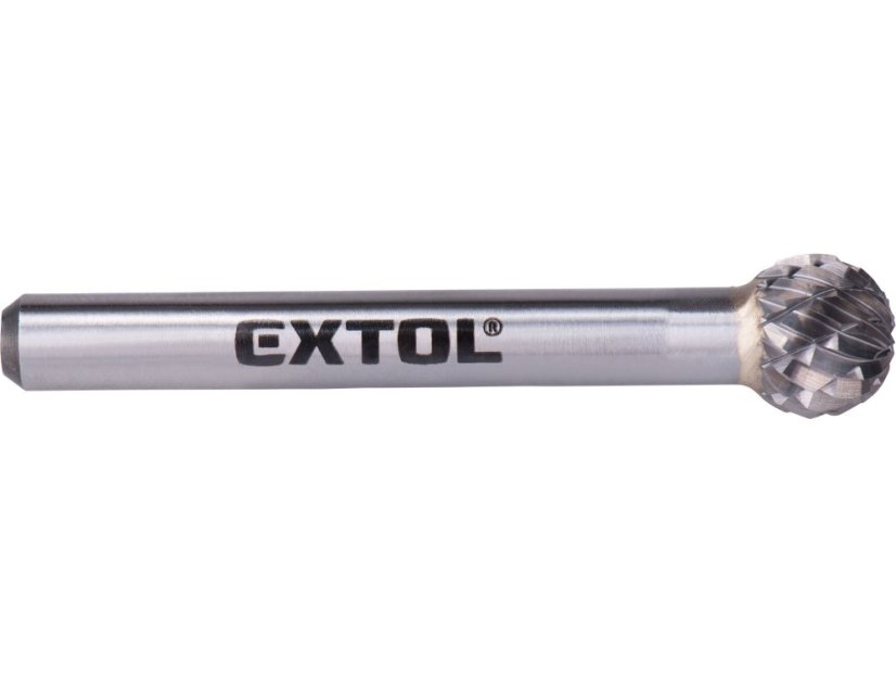 EXTOL INDUSTRIAL 8703734 fréza karbidová, kulová, pr.10mm/stopka 6mm,sek střední (double-cut)