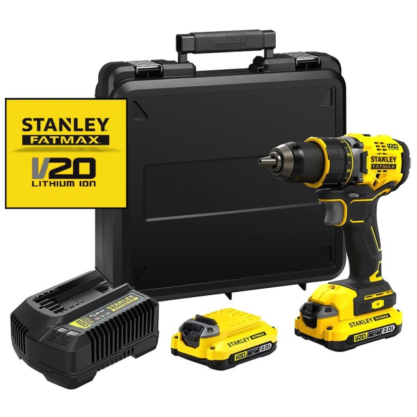 Stanley SFMCD721D2K-QW příklepová aku vrtačka, 2x Li-Ion V20 baterie