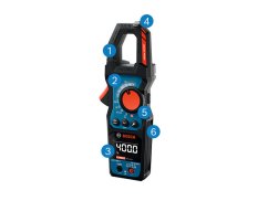 Klešťový multimetr Bosch EXMC600-17 s digitálním displejem.