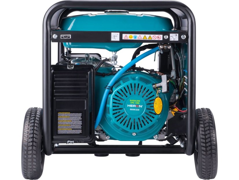 Heron 8896326 elektrocentrála benzínová a plynová (LPG/NG) 17HP/8,2kW, elektrický start, ATS ready, podvozek