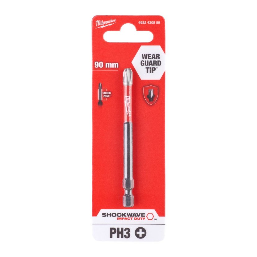 Milwaukee šroubovací bit PH3 SHOCKWAVE™ IMPACT DUTY 90 mm 1ks 4932430859