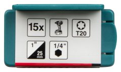 Makita E-25959 torzní bit T20 Impact Premier (C-form) 25mm 15 ks