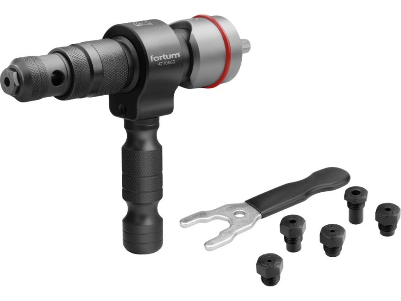 Fortum nástavec nýtovací na vrtačku T, pro trhací nýty 2,4-6,4mm, CrMoV