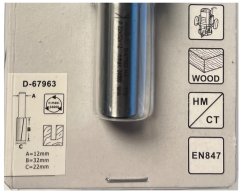 Makita D-67963 Drážkovací fréza 2 břit stopka 12 mm,22x32x73 mm