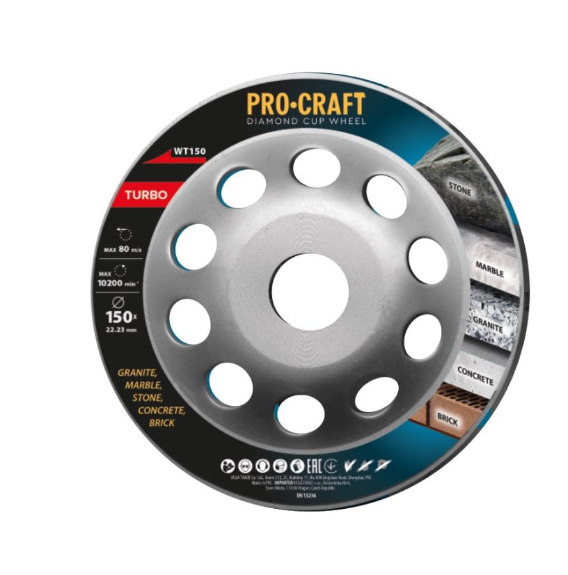 Procraft WT150 diamantový brusný kotouč turbo 150mm Procraft WT150 diamantový brusný kotouč turbo 150mm