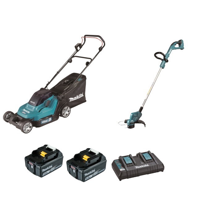Makita DLM432+DUR193 Aku set aku sekačka a aku vyžínač Li-ion 2x 18V LXT 2x5 Ah