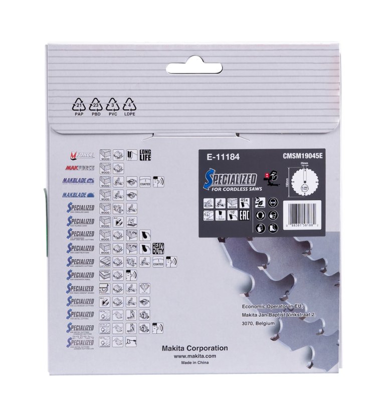 Makita E-11184 190x1.85x20mm 45Z kotouč pilový kompozitní dřevo Efficut = old E-11156