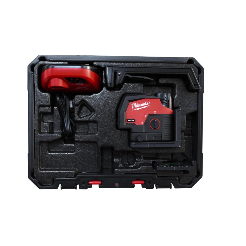 Milwaukee M12 CLLP-301C zelený kombinovaný křížový liniovo-bodový laser 1x 3Ah 4933478100