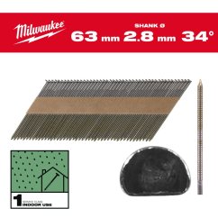 Milwaukee RS B SC1 2,8x63mm hřebíky kroužkové D34 2200ks 4932492600