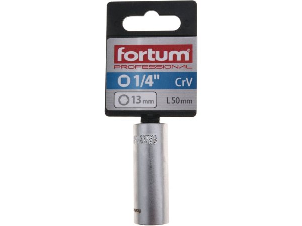 FORTUM 4701526 hlavice nástrčná prodloužena 1/4", 13mm, L 50mm