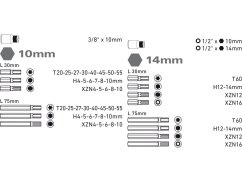 EXTOL PREMIUM 8818200 hroty IMBUS-TORX-XZN, sada 51ks, pro ráčny 3/8", 1/2", S2