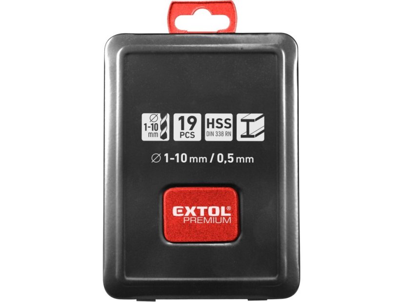 EXTOL PREMIUM 8801191 vrtáky do kovu, sada 19ks, O 1-10mm, HSS