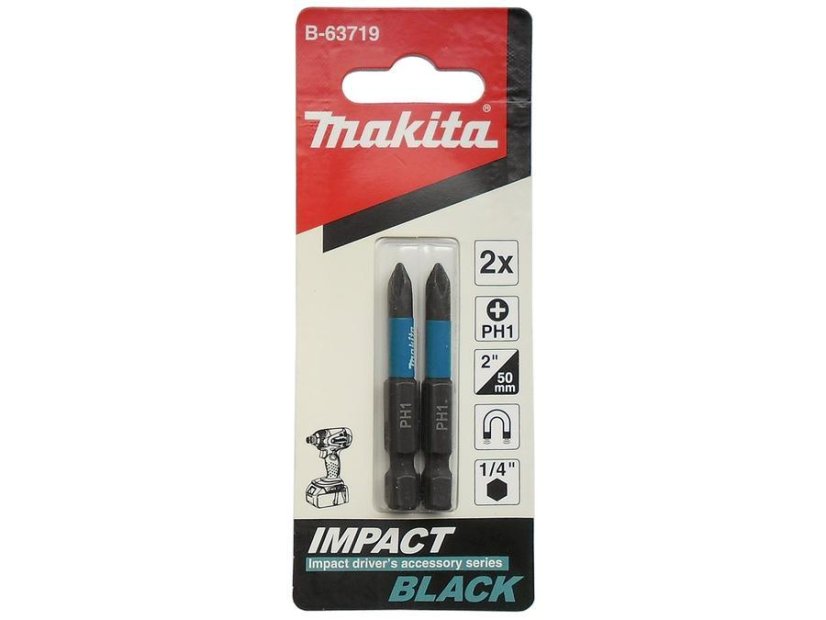 Makita B-63719 torzní bit 1/4" Impact Black PH1, 50mm 2 ks