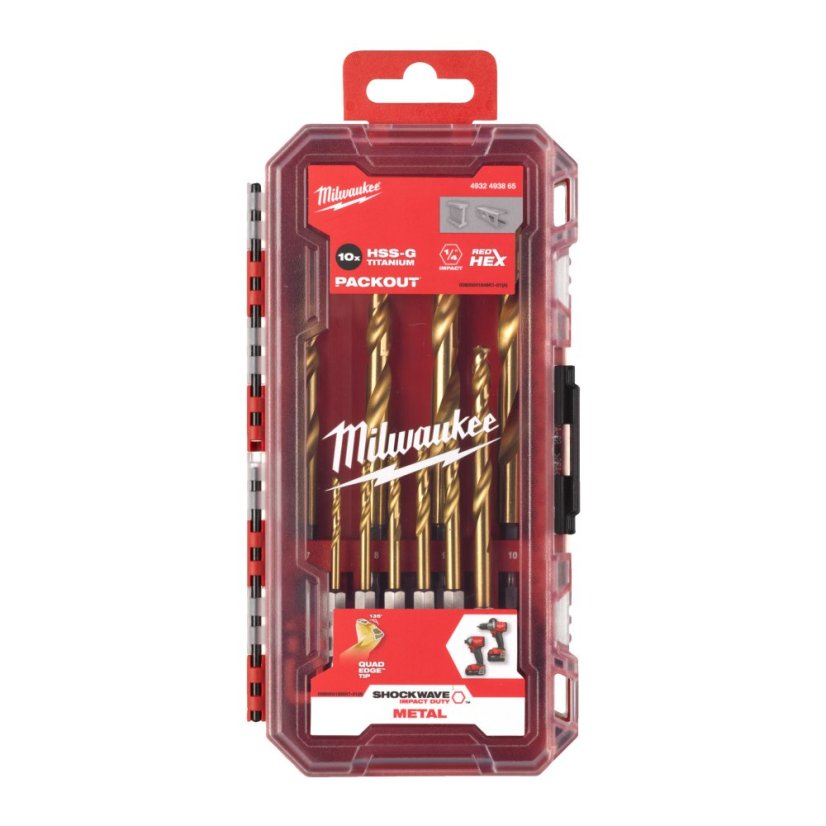Milwaukee Vrtáky do kovu RED HEX - SHOCKWAVE™ HSS-G TiN 4932493865