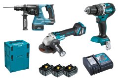 Makita DLX3119TJ aku sada DHP484+DGA513+DHR243 Li-ion LXT 18V 3x5,0Ah