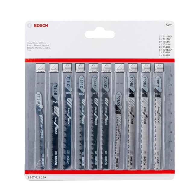 Bosch 10 dílná sada pilových plátků Wood 2607011169