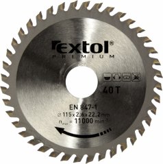 Extol kotouč pilový s SK plátky, 115x1,3x22,2mm, 40 zubů