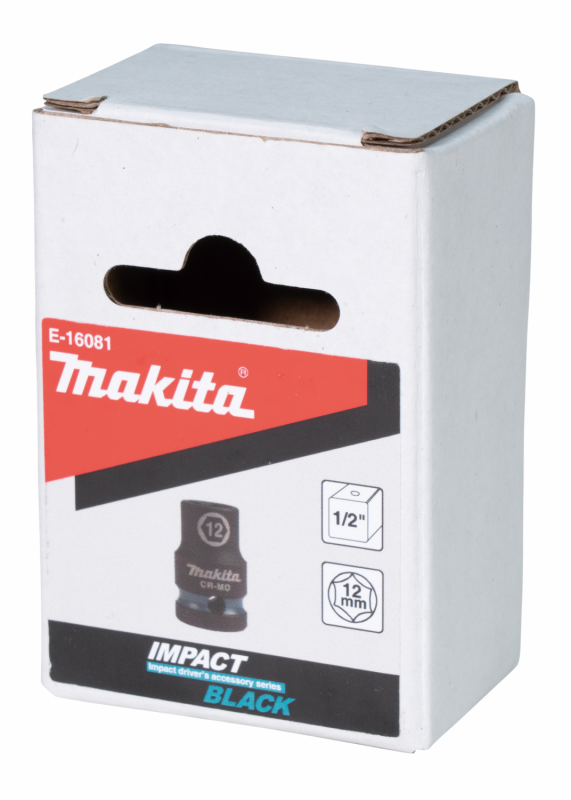 Makita E-16081 klíč nástrčný 1/2", čtyřhran, IMPACT BLACK, 12mm