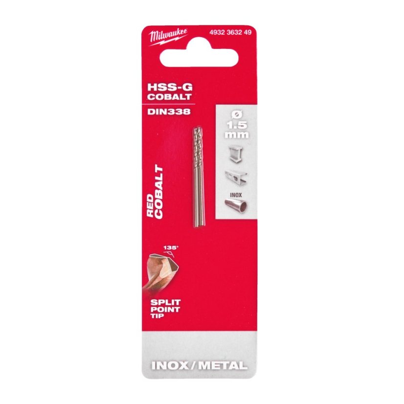 Milwaukee 1,5mm vrták do kovu HSS-G Co 2ks 4932363249