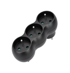 Solight P101B rozbočka s podpěrou, 3 x 10A, matná černá