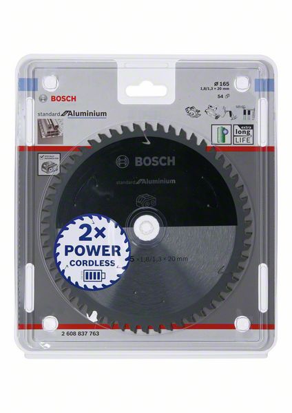 BOSCH Pilový kotouč Standard for Aluminium pro akumulátorové pily 165 × 1,8/1,3 × 20 T54 2608837763