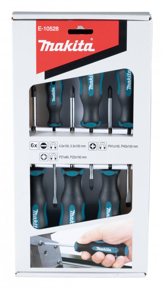 Makita E-10528 sada poklepových šroubováků 6ks(SL+PH+PZ)