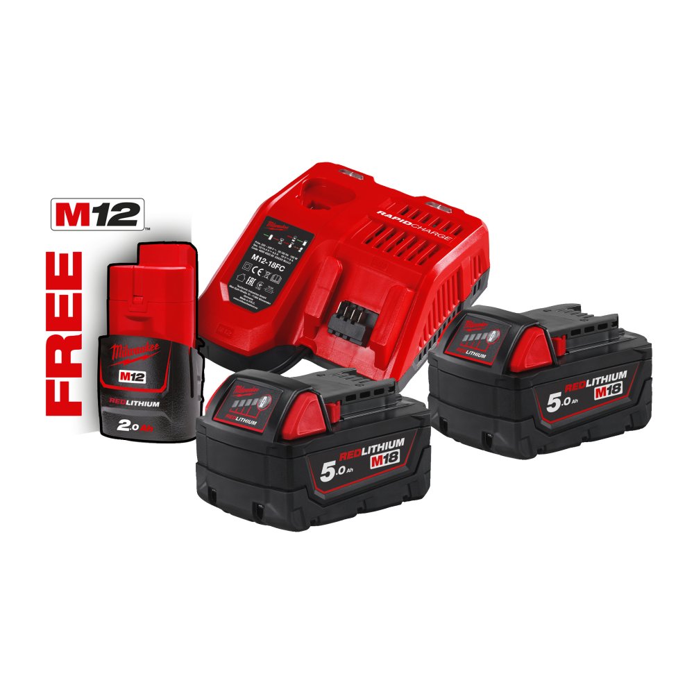 Milwaukee M18™ NRG-502 sada akumulátorů a nabíječky 4933459217