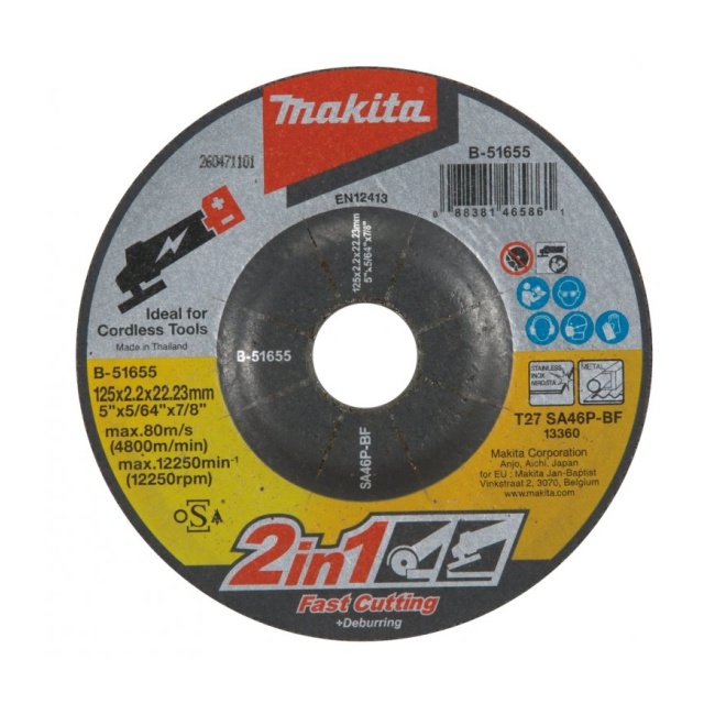 Makita B-51655 kotouč brusný/řezný 2v1 125x2x22mm