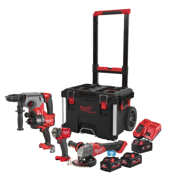 Milwaukee M18 FPP4C-555T aku sada nářadí 1xFHX, 1xFPD3, 1xFSAG125XB, 1xFIW2F12 4933492525,