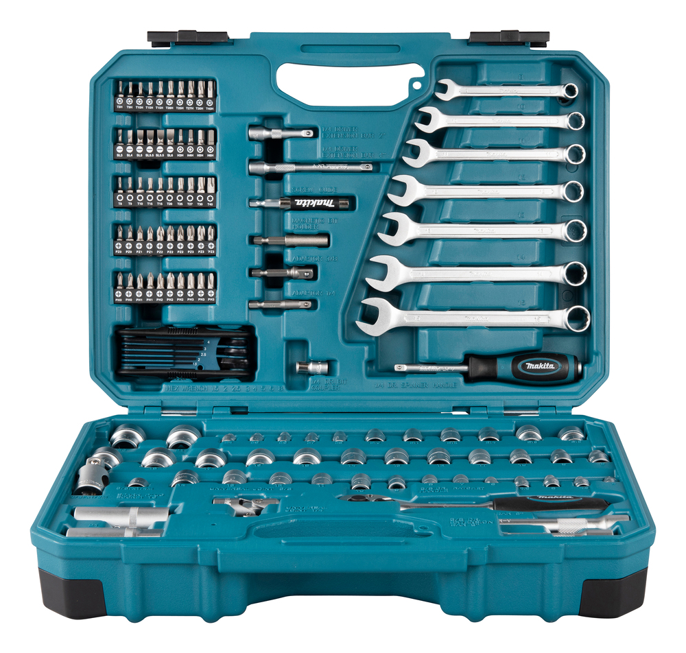 Makita E-06616 3/8" bity/nástrčné klíče/očkoploché klíče/ráčna, 120ks